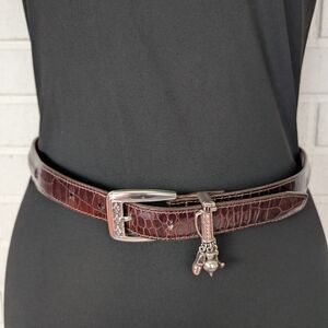 Elegant Brown Leather Belt with Silver Accents